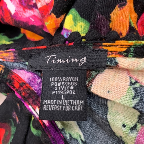 v neck neon floral/multicolor open back romper - Picture 7 of 8